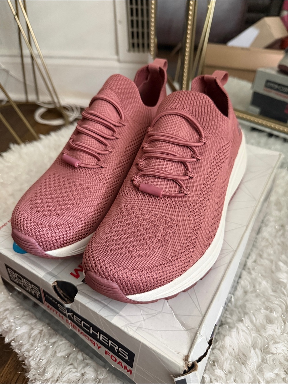Skechers Rose Pink Knit Slip-On Athletic Sneakers